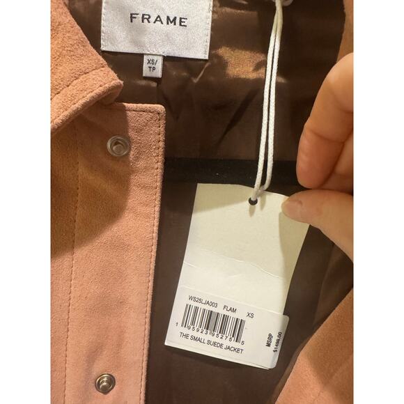 NWT Women’s FRAME Denim The Small Suede Jacket in Flamingo SZ XS - Picture 7 of 9